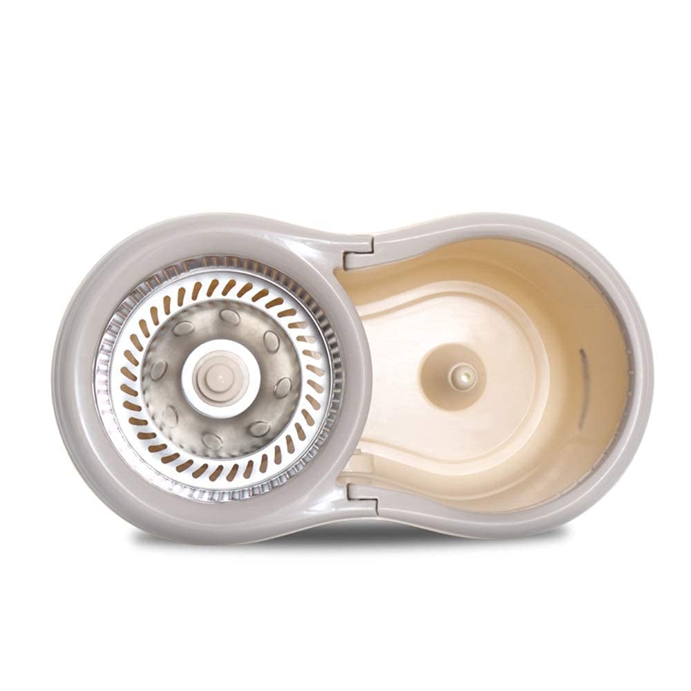 Secchio mocio Rotante 360 ° con cestello disidratazione in Acciaio Inossidabile e testine Secco rotanti in Microfibra con Secchio 2 Teste Sistema Pulizia Pavimento