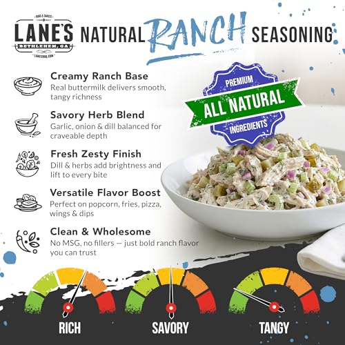 Image of Lane's Ranch Seasoning Powder, 10.5 oz - Versatile Ranch Powder for Wings, Veggies, Popcorn, Dips, Dressing & Pizza - Bold Buttermilk Herb Flavor, Gluten-Free, All-Natural, Low Sodium Seasoning