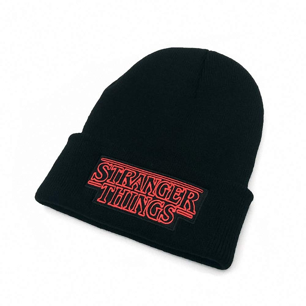 OWHO Anime Stranger Things Knit Cap Girls Boys Outdoor Indoor Warm Hat Gift Unisex Stranger Thing Crochet Knit Hat Black