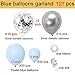 Blue and Silver Balloons Garland 127 pcs Confetti Metallic Pastel Latex Balloons kit for Baby Shower Birthday Christmas Graduation or Friend & Family Party Decorations.
