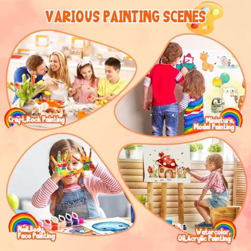 héBei 20 Pack 280 Pcs Mini Acrylic Paint Set with Brushes for Kids Adults Craft Paint, 12 Colors Washable Acrylic Paint Strips for Home Classroom Birthday Party DIY Favors - image 5