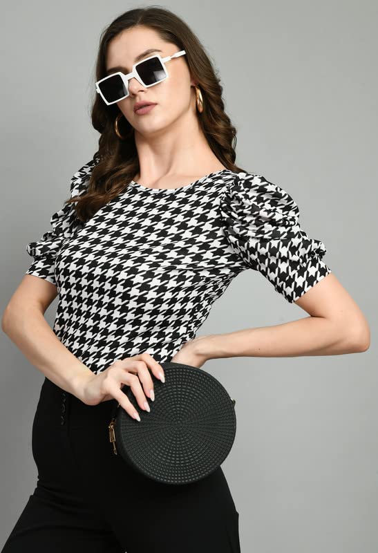Image of IUGA Plain Round Neck Cotton Knit Regular Top for Women (115 Black)