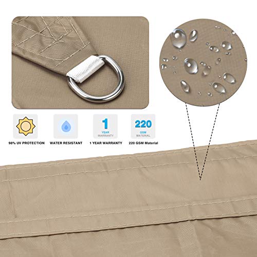 Ankuka Waterproof Sun Shade Sail Canopy Rectangle Uv Block For Outdoor Patio And Garden, Yard Activities (8'X10.5', Khaki) #TOP1