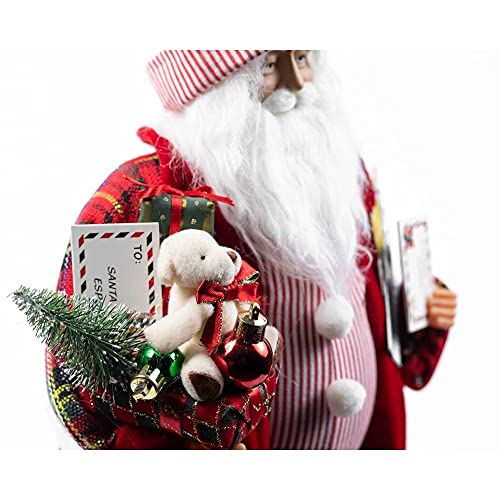 Papai Noel de Pijama Listrado Cartas 41 cm Decoracao Natalina Boneco Enfeite de Natal Presente