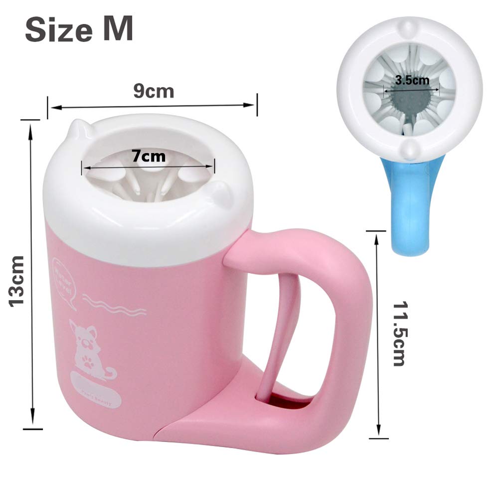 Urządzenie do czyszczenia łap psów, Kubek do mycia łap szczeniaka z uchwytem(Pink,M)