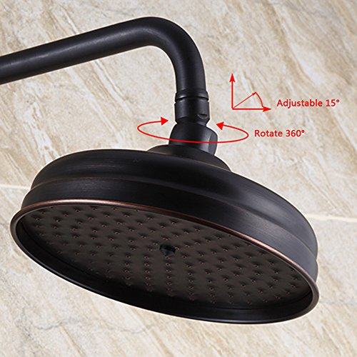 Senlesen Wall Mounted 8" Rain Brass Shower Head Bathroom Shower Faucet Set with Hand Sprayer Oil Rubbed Bronze