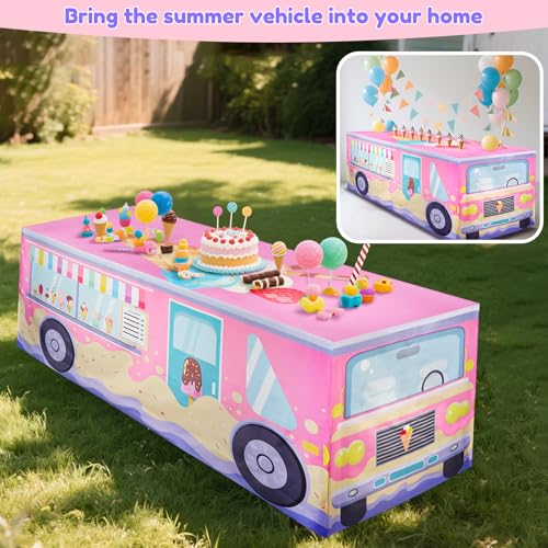 xbaiyanr 4FT Ice Cream Truck Tablecloth ,Ice Cream Birthday Party Decor for Baby Shower Sweet One Birthday Donut Themed Party Supplies by xbaiyanr - Used condition - Image 6
