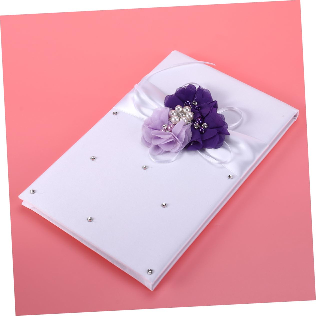 Cabilock Flower Girl Ring Pillow Basket Set 20x20cm Guest Book Pillow Notebook Pen Holder for Wedding Ceremony