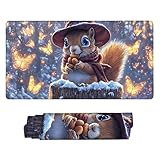 マウスパッド 大型 100 x 50 cm ゲーミングマウスパッド 防水 デスクマット 滑り止めゴム底 おしゃれ キーボードパッド 快適操作性 ゴム底 洗える 耐洗い表面 耐久性 超高密度繊維 仕事 ゲーム オフィス ホーム用 男性用デスクトップアクセサリー （かわいいリス) g-539