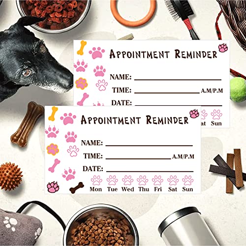 Pet Grooming Appointment Reminder Cards 2X3.5Inch Paw Prints Appointment Business Cards Grooming Report Cards For Dog Grooming,Client Reminder, Vet Office, Pet Care (2 X 3.5Inch) #TOP1
