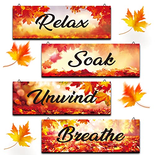 clothmile 4 Pieces Fall Bathroom Wall Decor Wood Relax Soak Unwind Breathe Wall Art Bathroom Sign Hanging Fall Maple Leaves Wooden Sign for Thanksgiving Living Room Laundry Bathroom Spa Washroom clothmile 4 Pieces Fall Bathroom Wall Decor Wood Relax Soak Unwind Breathe Wall Art Bathroom Sign Hanging Fall Maple Leaves Wooden Sign for Thanksgiving Living Room Laundry Bathroom Spa Washroom