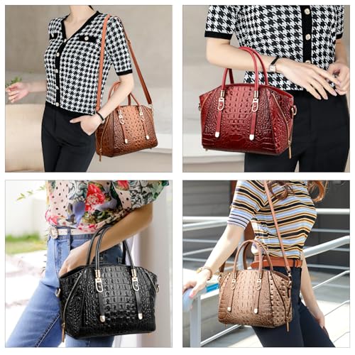 Image of Trendy Crocodile Handbags for Women: Large Capacity Leather Handbag Crossbody Bags with Shoulder Strap Ideal Choice