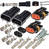 2 Pin Delphi Metri-Pack Waterproof Connector 10-12awg Terminals and Seals 46Amp (10-12 GA-2 Set)