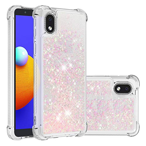 Transparent Liquid Case für Galaxy A01 Core, Gel Silicone Phone Case Glitter Floating Liquid Cover Ultra Slim Bumper Case Sparkly Back Case Resistant Hard Compatible with Samsung Galaxy A01 Core