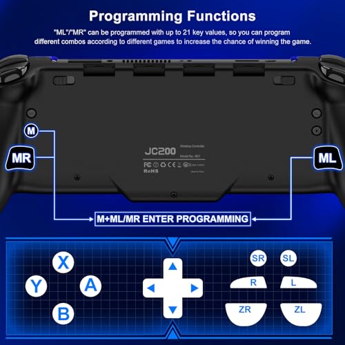 Switch Controller for Nintendo Switch/OLED, (No Drift, No Deadzone) Hall Effect Joystick Wireless Sw