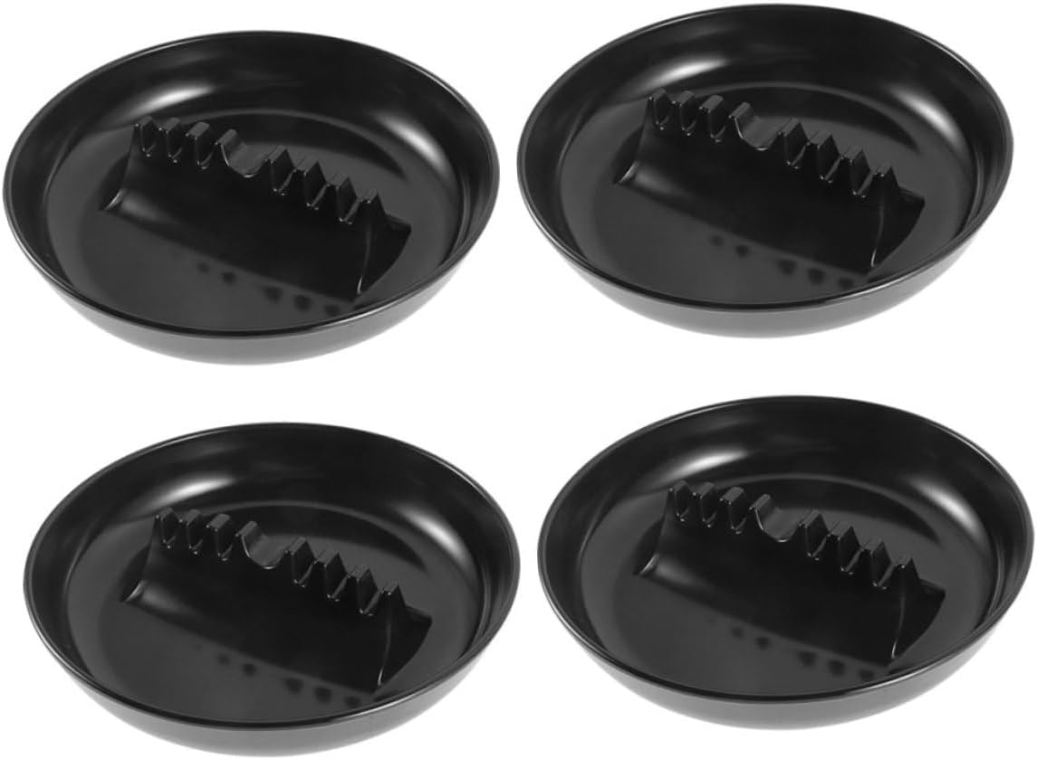4pcs Plastic round Ashtrays with 7 Slots, Multipurpose Smoking Tray for Indoor Outdoor Use, Sturdy Ash Container Suitable for Home Office Patio