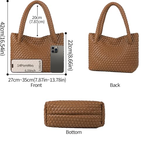 Image of Handbag and Purse for Women,Handmade Vegan Leather Summer Beach Travel Shoulder Bag | Travel-friendlyTote