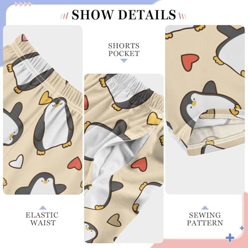 Penguin Sweet Love Boys Long Pants Soft Trousers Elastic Waist Kids Lounge Bottoms with Pockets S-XL4