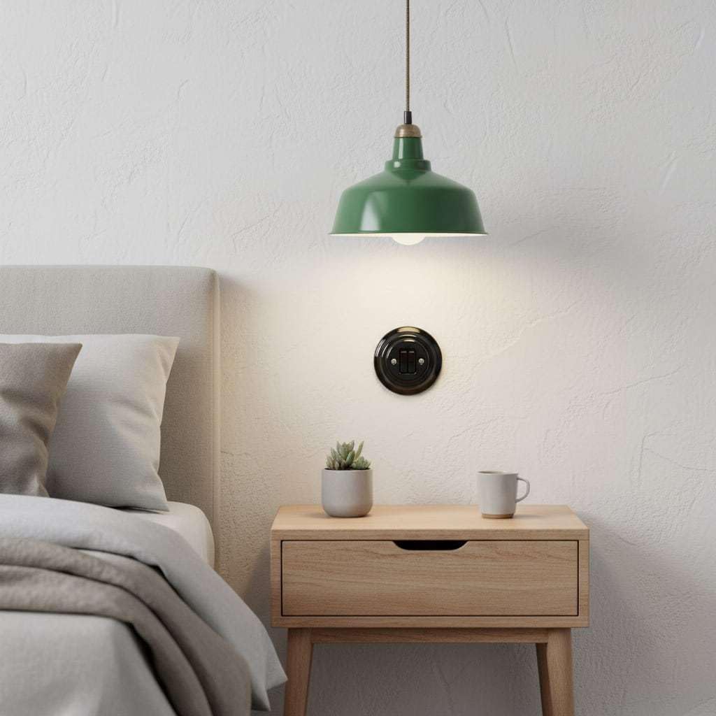 10 szt. - Lightstock Retro przełącznik podtynkowy z porcelany, 1-krotny, 2-biegunowy UP5S-10 (czarny)