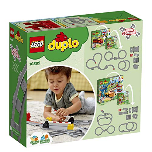 LEGO Duplo Vías Ferroviarias, Juego de Construcción para Niños y Niñas de Años o Más con Ladrillo de Acción Rojo, Accesorio para Sets de Trenes de Juguete 10882