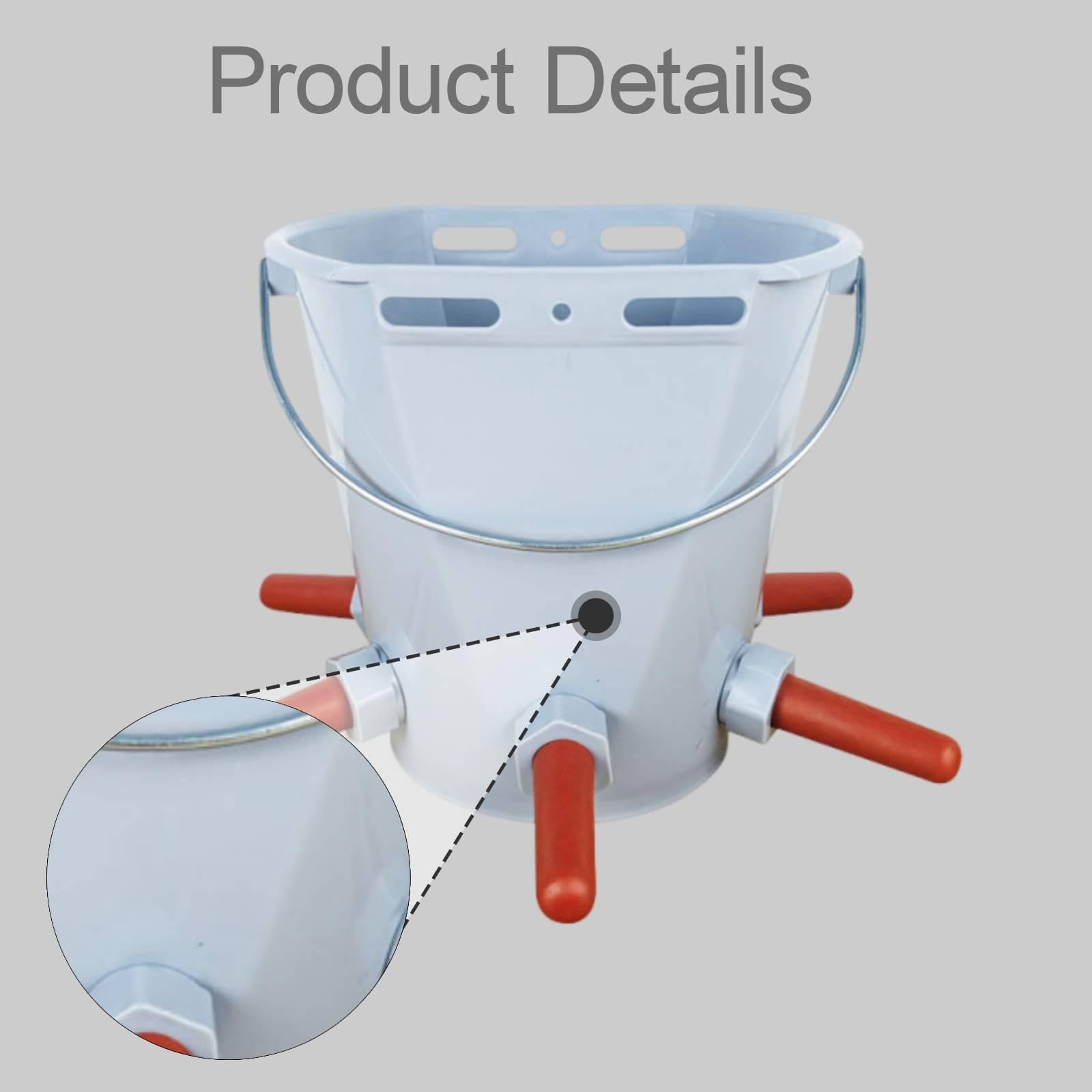 Cubo alimentador terneros, Cubo alimentación Leche, Gran Capacidad, Accesorios, Durabilidad con, práctico, con Escala, alimentación, Gris con 5 Pezones