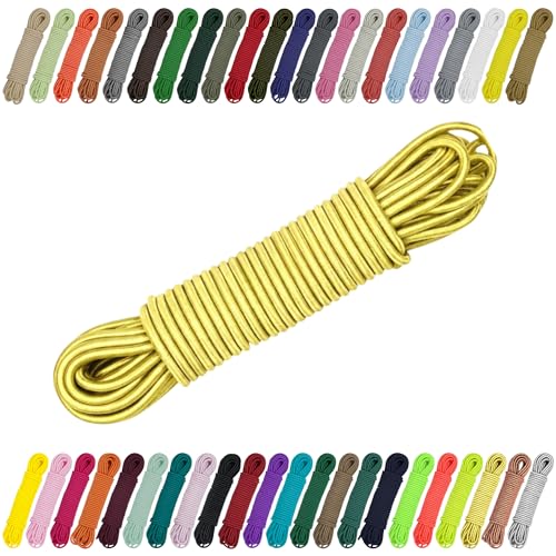 CARTONARE Cordon élastique en caoutchouc 2 mm 3 mm pour couture, bricolage et extérieur – Caoutchouc rond, corde expansive, élastique doré (métallisé) 2 mm x 5 m