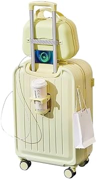 Suitcase, Parent and Child Set, Carry Case, Carry Bag, Cosmetic Case, Carry-on Case, Cup Holder, USB Charging Port, PC Material, Large Capacity, Shockproof, Large, Ultra Lightweight, Quiet
