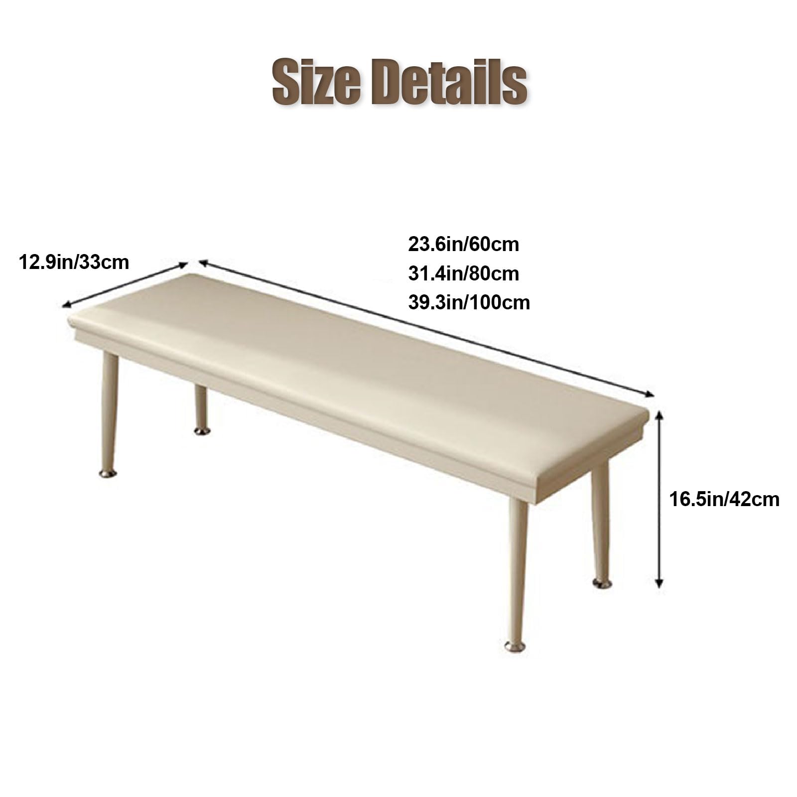 Moderne Leder-Eingangsbank, gepolsterter Schuhwechselsitz für Eingang, Wohnzimmer, Nachttisch, einfache Montage, minimalistisches Design, 32,8 x 41,9 x 60,9 cm
