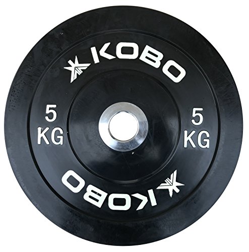 Image of Kobo 5 Kg (51 mm) Bumper Plates Competition Level Olympic Barbell Bar Weight Plate with Machined Steel Collar Elite (Imported) - Sold in Pairs
