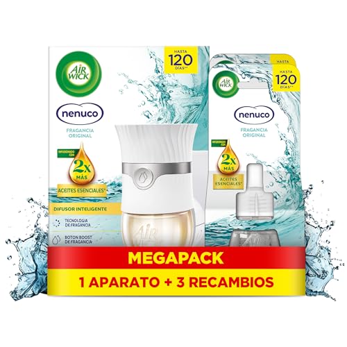 Air Wick Eléctrico Aparato y recambio de ambientador automático eléctrico, con aroma a Nenuco - 1 Aparato + 3 Recambios