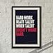 JSC163 Hard Work Beats Talent When Talent Doesn't Work Hard Poster | 18-Inches by 12-Inches | Premium 100lb Gloss Poster Paper