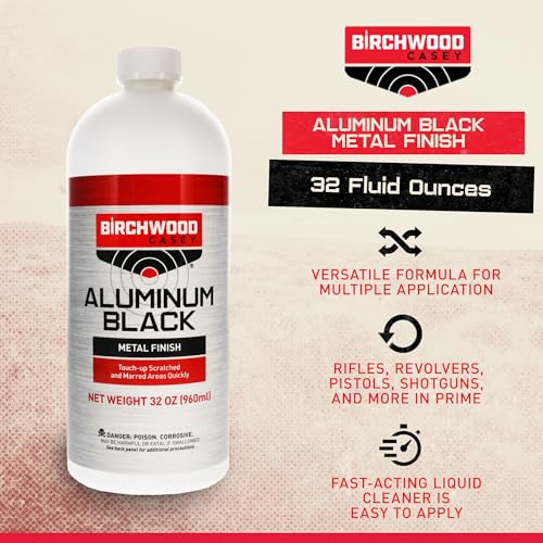 Image of Birchwood Casey Fast-Drying Fast-Acting Aluminum Black Metal Finish for Restoring Scratched and Marred Areas, Gun Cleaning, 3 Ounce Bulk Each