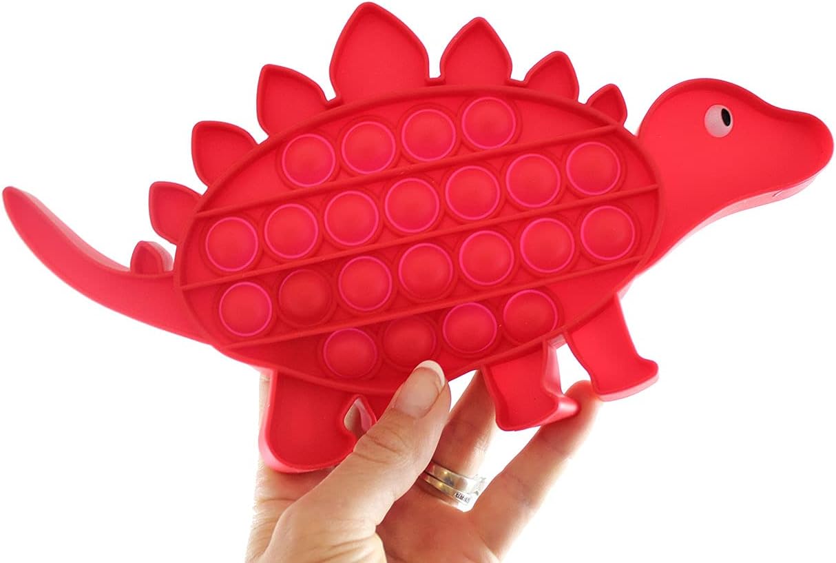 Cute Dinosaur Animal Shaped Pop Silicone Push Poke Bubble Wrap Fidget Toy - Press Bubbles to Pop the Bubbles Down Then Flip it over and Do it Again - Sensory Stress Toy OT Dino (1 RANDOM Dino)