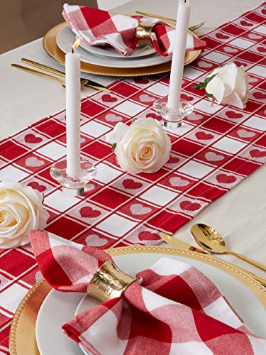 DII Valentinstag Tischdecke Check Collection Tischdecke 60 x 84 cm Karierte Herzen – Ansicht 3