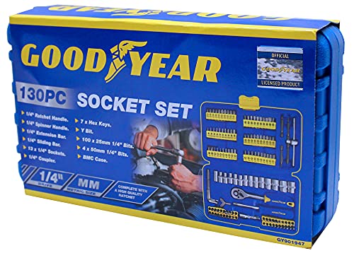 Goodyear 130pc Socket Set + Screwdriver Bits Set Including 72-Teeth Ratchet Handle with Hard Case 3 Goodyear 130pc Socket Set + Screwdriver Bits Set Including 72-Teeth Ratchet Handle with Hard Case - Image 3
