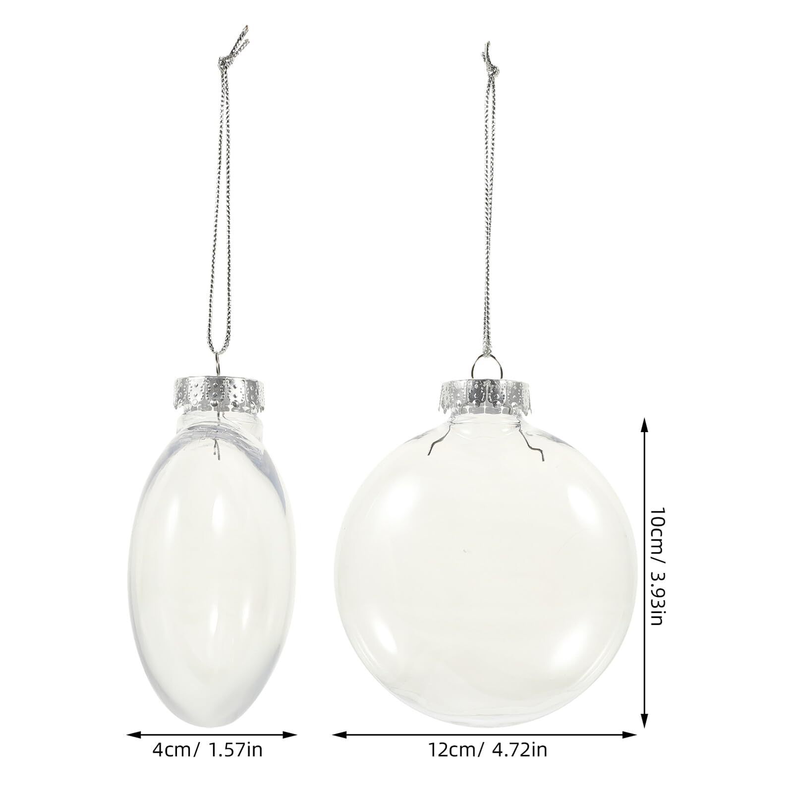 Gatuida 6 Pièces Boules de Noël Transparentes à Remplir Décorations Suspendues DIY Boules Creuses Larges pour Sapin de Noël Intérieur et Fête