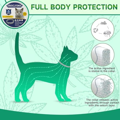 UroClysmic 2er-Pack Katzenhalsband mit Natürlichen Ätherischen Ölen, Wasserdicht, Verstellbar, 16 Monate Schutz für Kätzchen ab 7 Wochen, Komfort und Sicherheit