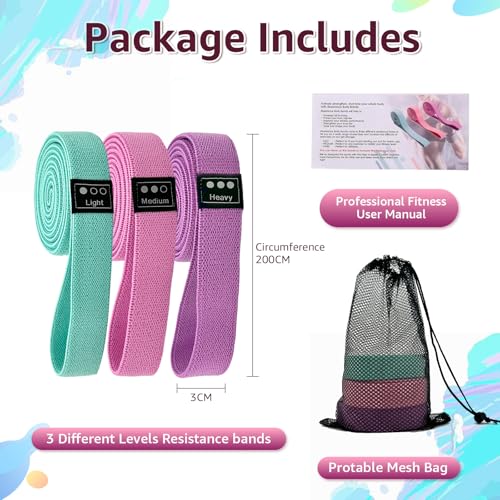 Image of Fabric Resistance Bands Set for Working Out, 3-Level Workout Bands 18-70lb, Long Resistance Bands for Women and Men | Elastic Bands for Exercise Bands, for Home Gym Workout, Yoga, Pilates