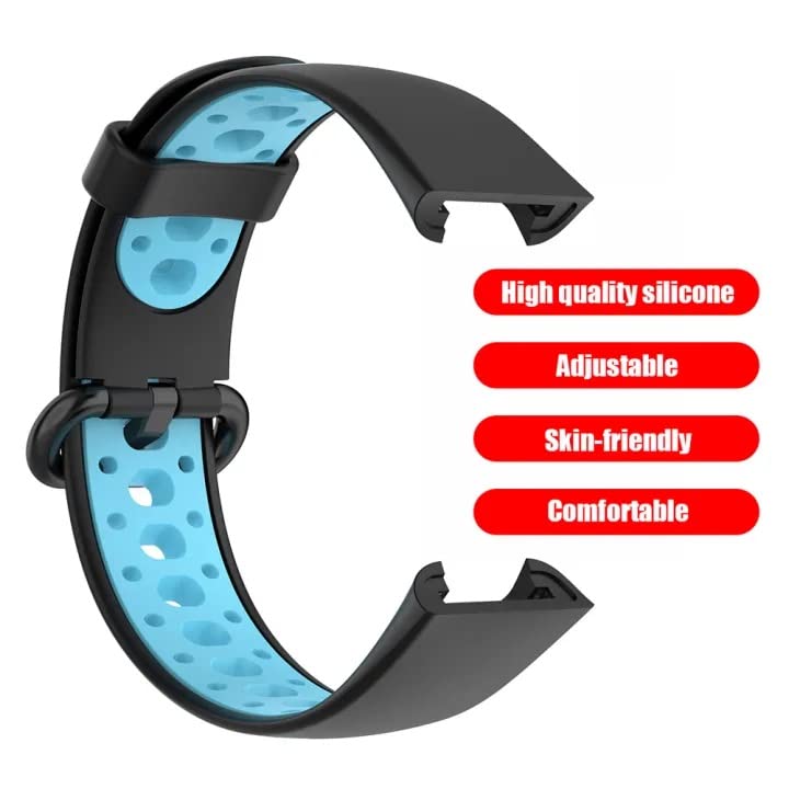 Image of YODI Soft Silicone With Metal Buckal Classic Strap Bands for Redmi Watch 2 Lite /Redmi GPS Smart Watch Only, Comfort and Flexible Straps for Men Women and Kids (BLACK-SKY)