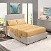 Anili Mili's Triple Stitch Embroidery Affordable 4 PC Bed Sheet Set - Queen Size, Yellow Camel Gold