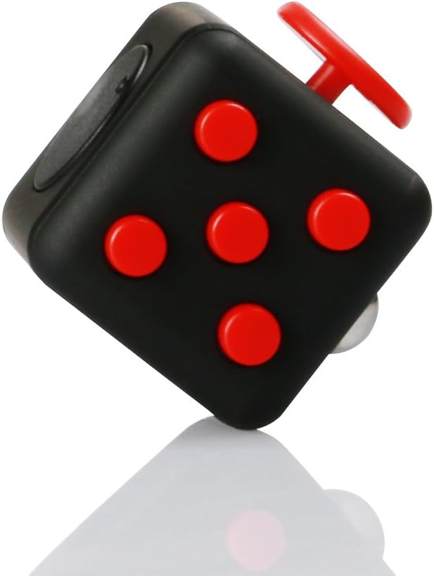 TOPROAD Fidget Cube for Release Stress and Anxiety Attention Desk Toy for Children and Adults (Black-Red)