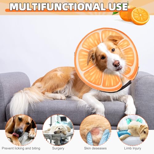 Image of KOOLTAIL Inflatable Dog Cone Collar, Soft Donut E Collar for Dogs After Surgery to Stop Licking Enhanced Alternative, Blow Up Pet Neck Pillow Recovery Adjustable Cone for Dog Cat,Upgrade Size,Orange L