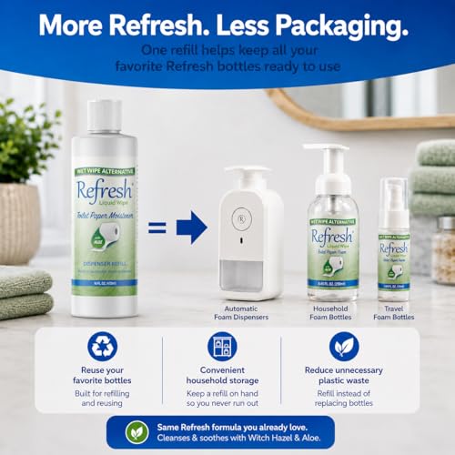 Image of Refresh Liquid Wipe, Toilet Paper Foam (8 Fl Oz, Sensitive Refill)