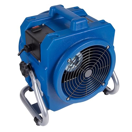 Image of BlueDri Portable 1 /5 HP, 870 CFM Mini Axial Air Mover Fan with Wall Mount Option for Water Damage, Drying and Ventilation, Blue, MA-870, Small