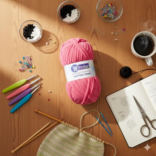 Image of ProKart Premium Blankie Wool, Plush & Cuddly, Chenille Yarn Supersoft Hand Knitting Wool Ball | Blanket Thick /Mottu Yarn Ball Suitable for Hand Knitting and Crocheting (Dark Pink, 100gms x 4 Pack)