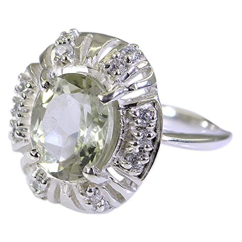 Bague améthyste verte ovale en argent sterling pour femme taille 47 à 70