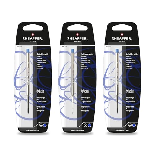 Recharge Sheaffer K Style Bleu Medium pour stylo bille - Lot de 3