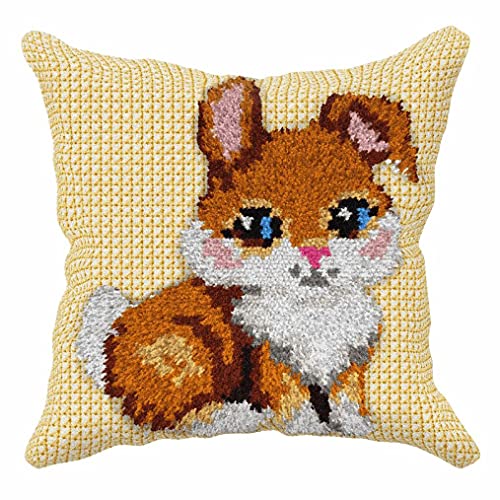 Coussin lapin brodé main kit sensoriel complet 25x25 cm avec crochet