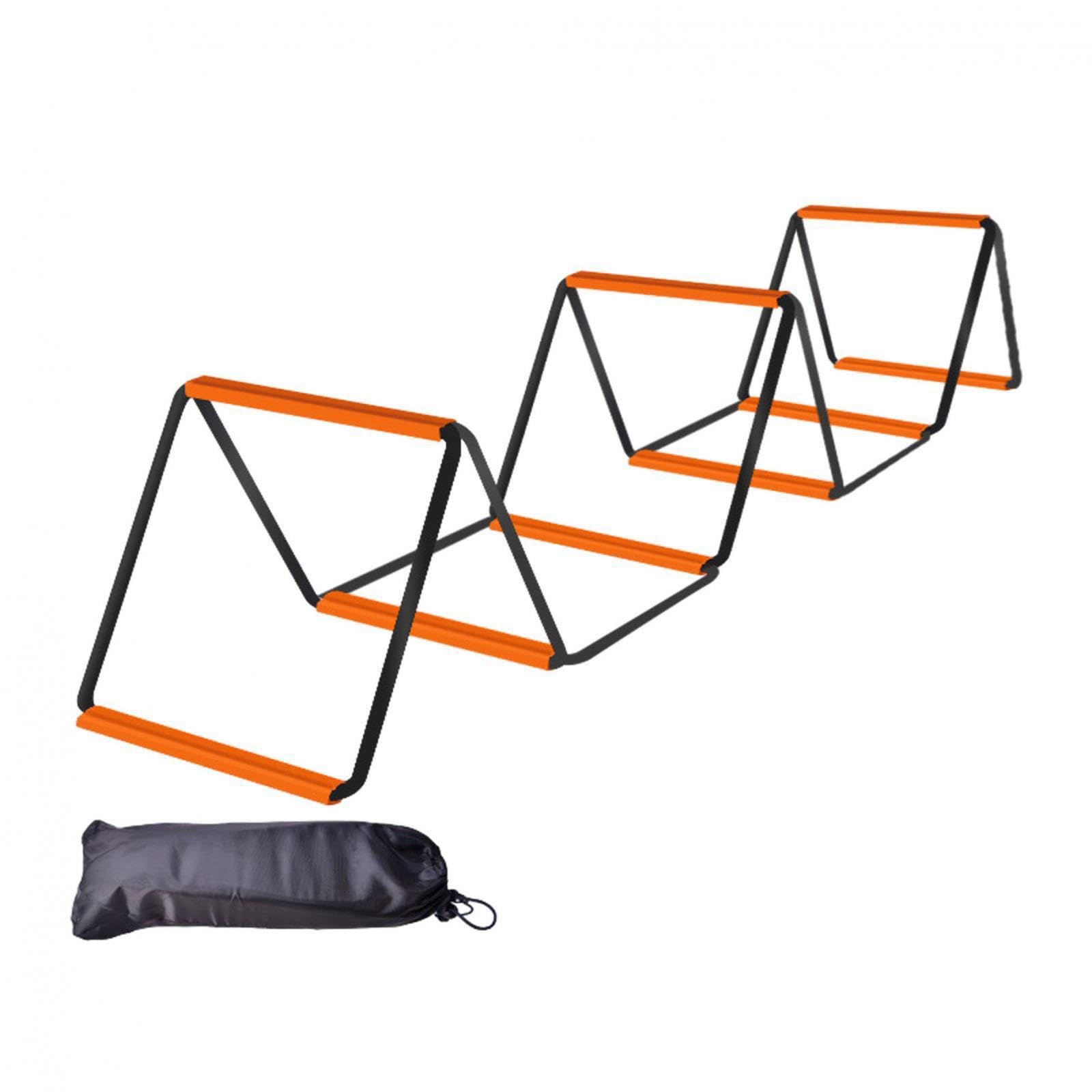 Escalera de Agilidad Plegable. Herramienta compacta y fácil de Usar para configuraciones rápidas. Entrenamiento Mejorado para Entrenadores y Atletas , Negro Naranja , 8 Rejillas con Bolsa