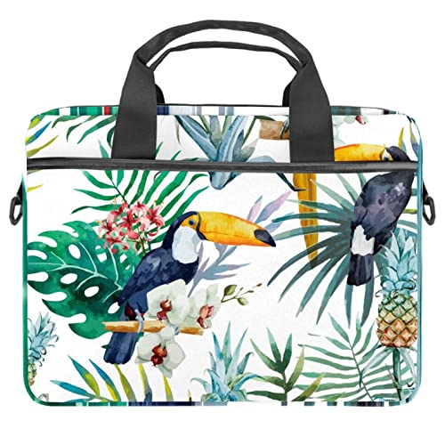 Funda bandolera para laptop de 14 pulgadas con diseño de pájaros multicolor